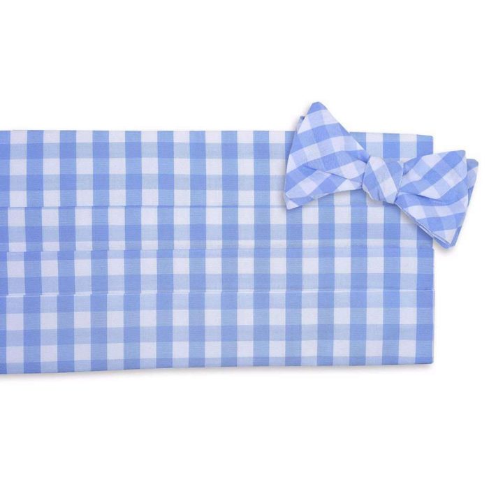 Summer Check Cummerbund Set in Blueberry by High Cotton
