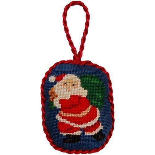 Santa Claus Needlepoint Christmas Ornament in Blue by Smathers & Branson