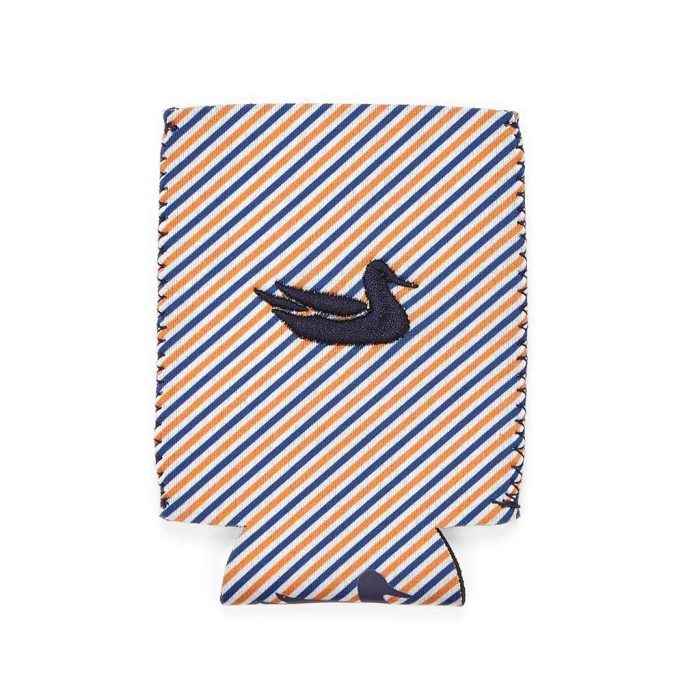 Signature Coozie in Orange Stripe with Navy by Southern Marsh