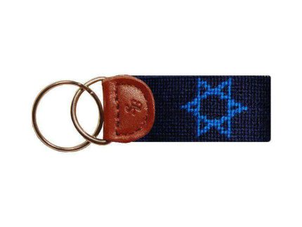 Star of David Needlepoint Key Fob in Dark Navy by Smathers & Branson