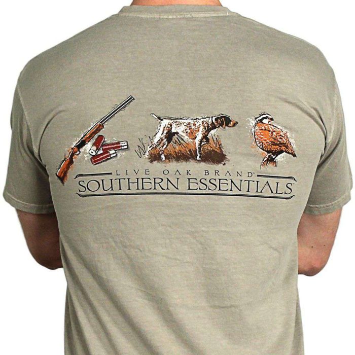 Southern Essentials Quail Hunt Short Sleeve Pocket Tee in Stone by Live Oak