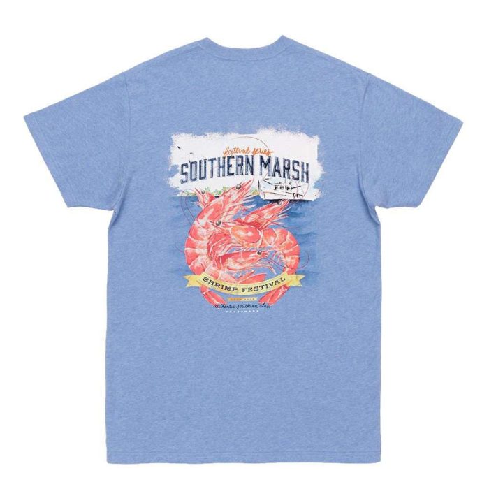 Shrimp Festival Tee in Washed Blue by Southern Marsh