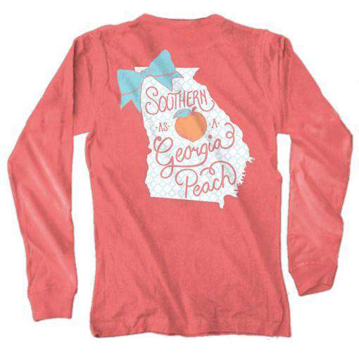 Southern as a Georgia Peach Long Sleeve Tee in Watermelon by Live Oak