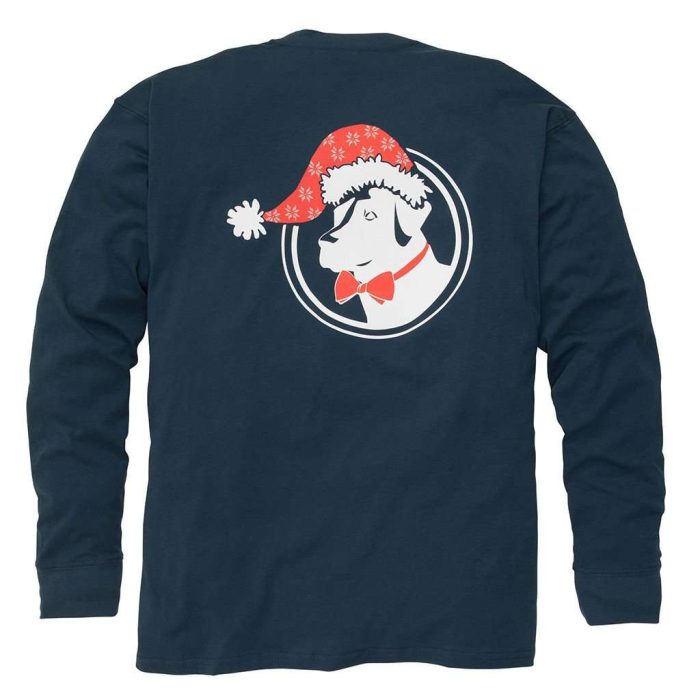 Santa Hat Lab Logo Long Sleeve Tee in Navy by Southern Proper