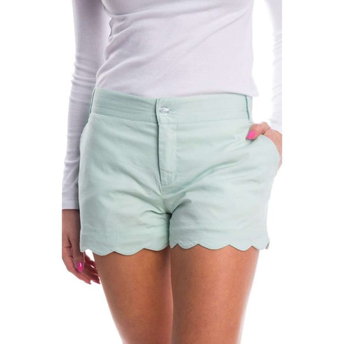Scalloped Hem Poplin Short in Mint by Lauren James