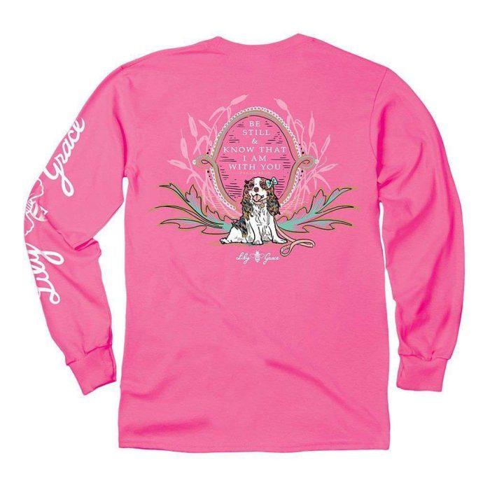 Be Still & Know That I am With You Long Sleeve Tee in Crunchberry by Lily Grace