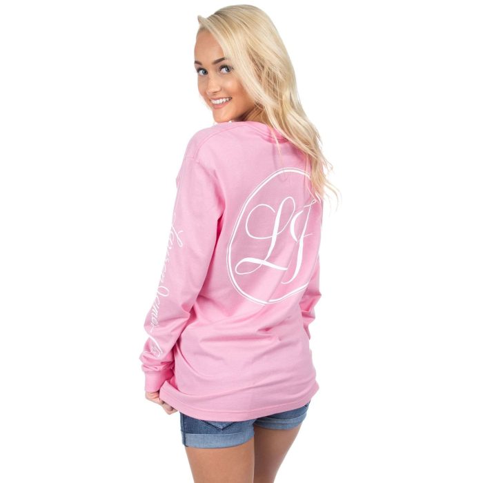 Signature Long Sleeve Print Tee in Candy Pink by Lauren James