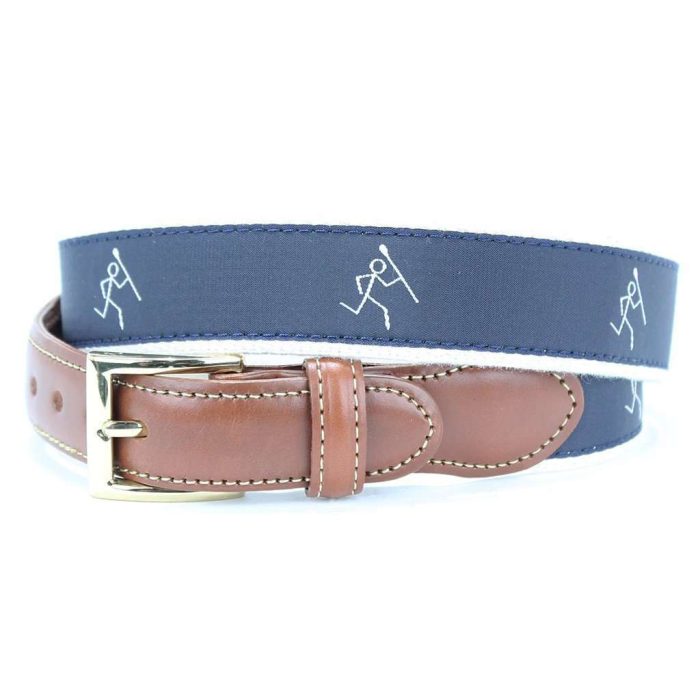 Stick Man Leather Tab Belt in Navy by Country Club Prep
