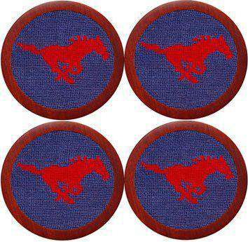 Southern Methodist University Needlepoint Coasters in Blue by Smathers & Branson
