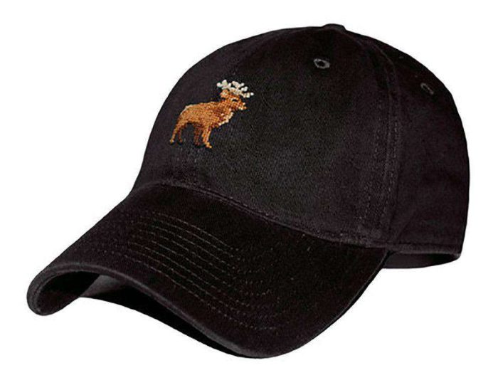 Stag Needlepoint Hat in Black by Smathers & Branson