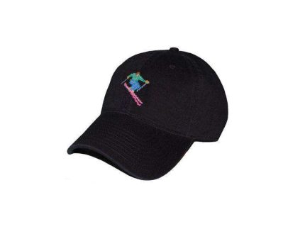 Skier Needlepoint Hat in Black by Smathers & Branson