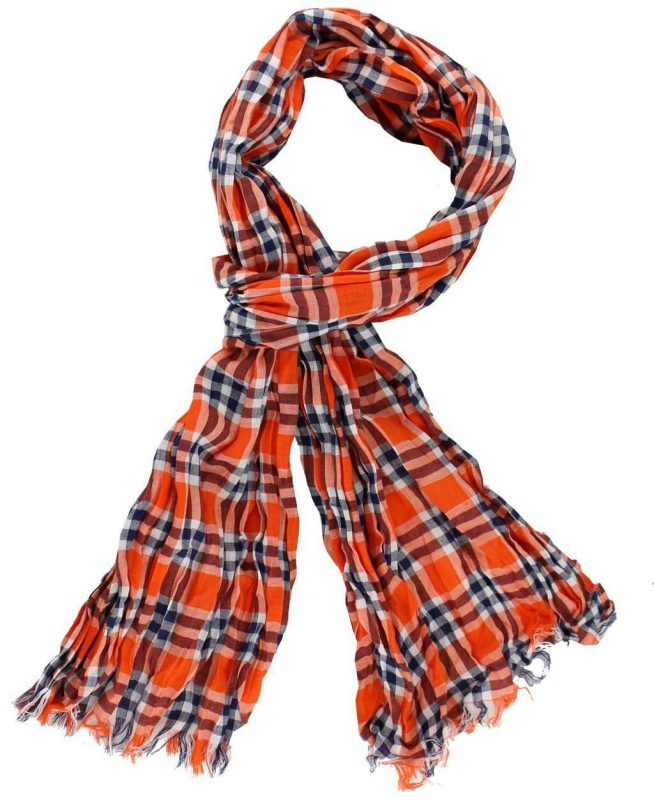 Scarf in Orange and Navy Madras by Olde School Brand