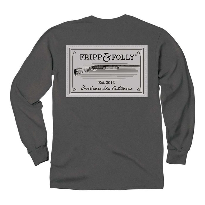 Shotgun Patch Long Sleeve Tee in Pepper by Fripp & Folly