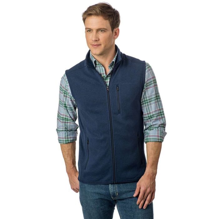 Samson Peak Sweater Fleece Vest in True Navy by Southern Tide