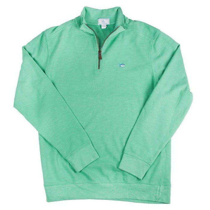 Solid Ribbed 1/4 Zip Pullover in Haint Blue by Southern Tide