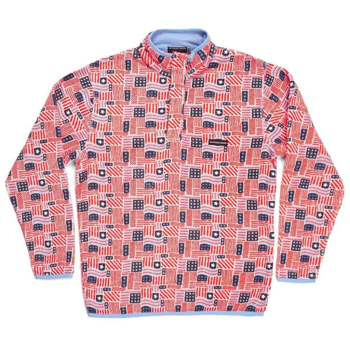 Star Spangled Fleece Pullover in Red, White, & Blue by Southern Marsh