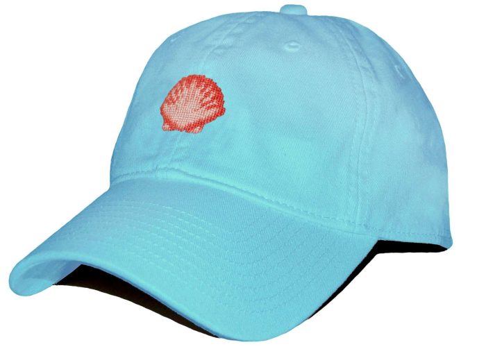 Scallop Shell Needlepoint Hat in Glacier Blue by Smathers & Branson