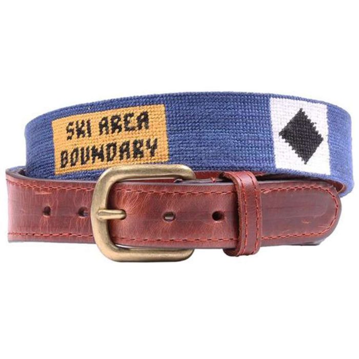 Ski Signs Needlepoint Belt in Classic Navy by Smathers & Branson