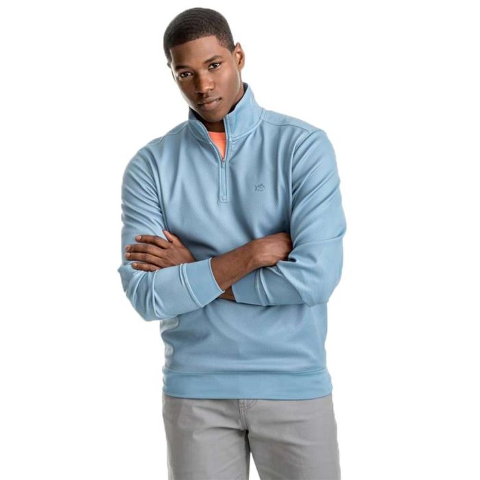 Shark Skin Performance 1/4 Zip Pullover in Ash Blue by Southern Tide