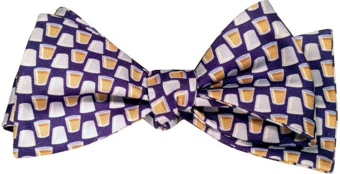 Shots! Shots! Shots! Bow Tie in Blue and Gold by Lazyjack Press