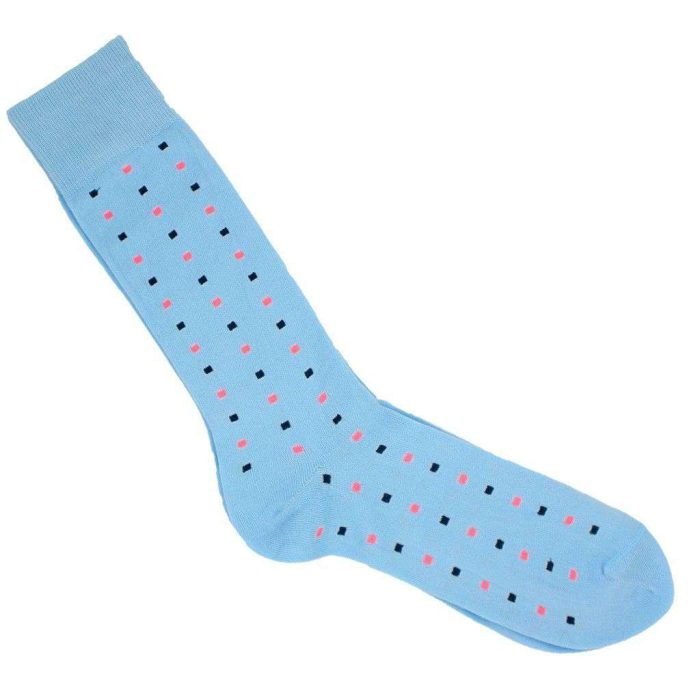 Spring Squares Socks in Light Blue by Byford