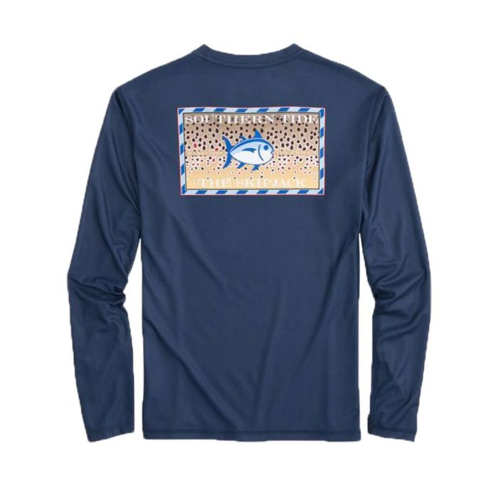 Southern Slam Series Brown Trout Long Sleeve Performance T-Shirt in Deep Sea by Southern Tide