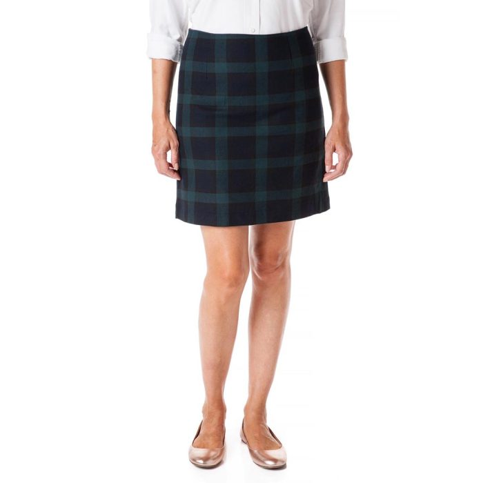 Stretch Twill Ali Skirt in Blackwatch Plaid by Castaway Clothing
