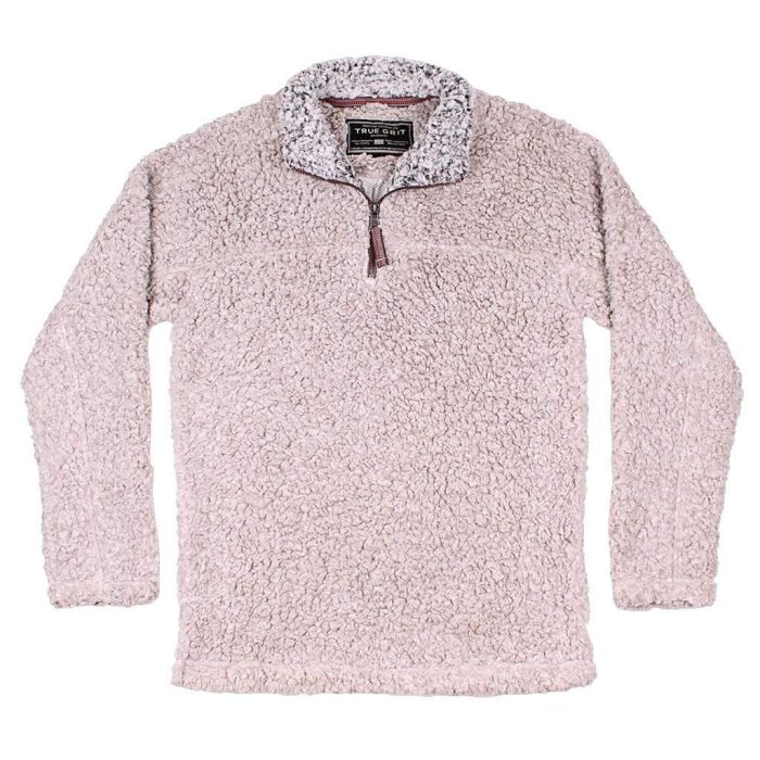 Softest Tip Shearling 1/4 Zip Pullover in Putty by True Grit