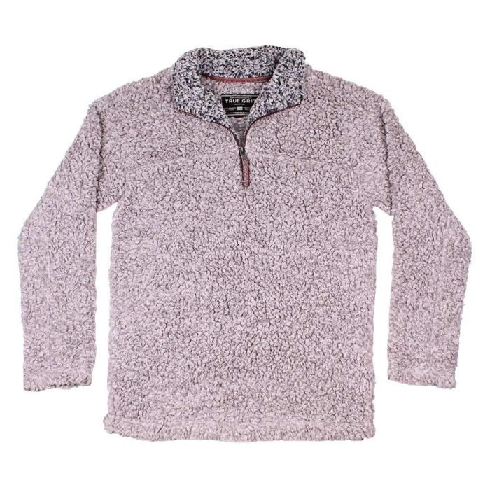 Softest Tip Shearling 1/4 Zip Pullover in Grey by True Grit