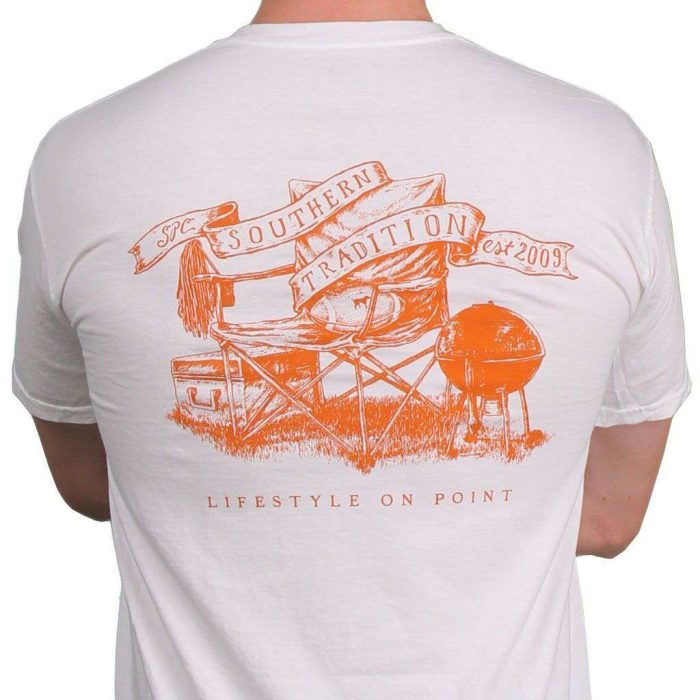 SPC Tradition Tee in White and Burnt Orange by Southern Point Co.