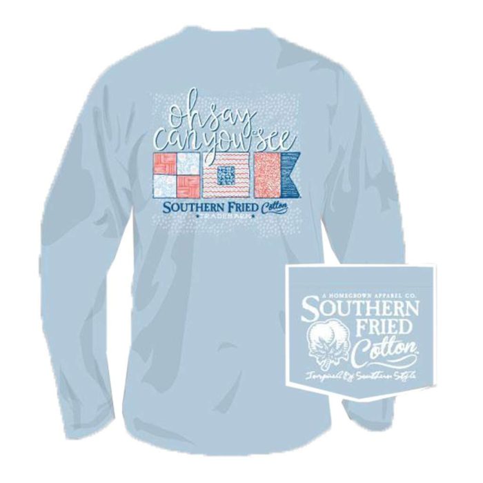 Oh Say USA Long Sleeve Tee in Southern Sky by Southern Fried Cotton