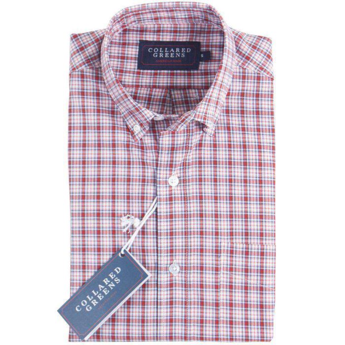 The Byrd Button Down in Red, Navy and Carolina by Collared Greens