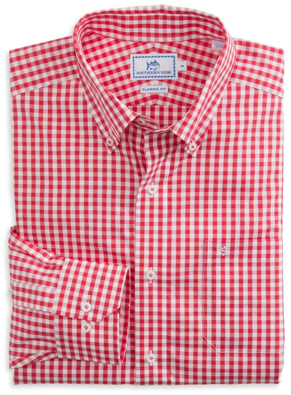 Team Colors Gingham Sport Shirt in Varsity Red by Southern Tide