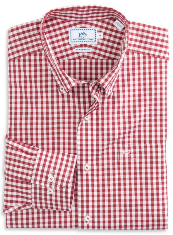 Team Colors Gingham Sport Shirt in Crimson by Southern Tide