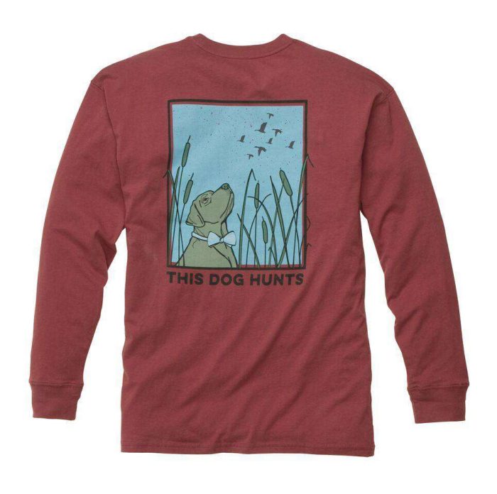 This Dog Hunts Longsleeve Tee Shirt in Rust Red by Southern Proper