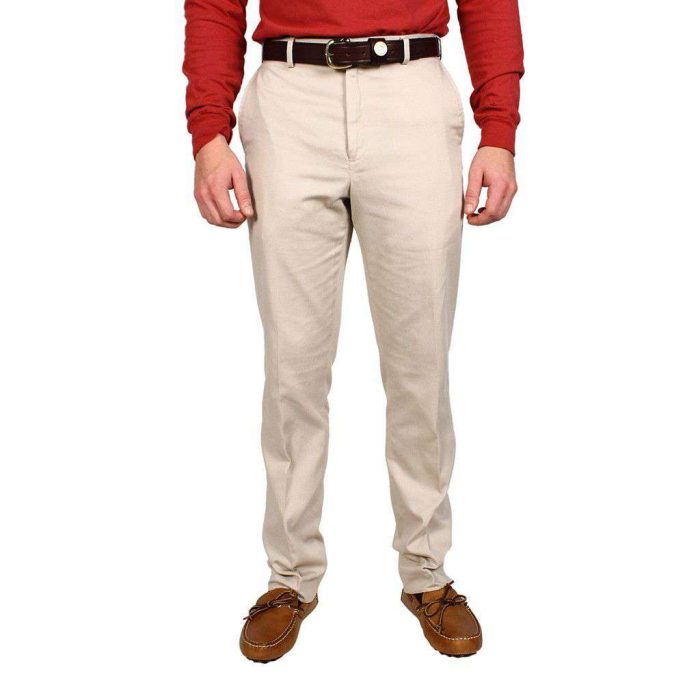 Tailored Fit Flat Twill Pant in Stone by Country Club Prep