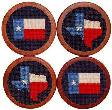 Texas Flag Needlepoint Coasters in Blue by Smathers & Branson