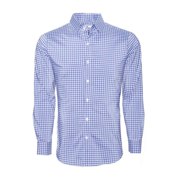 The Howe Plaid Dress Shirt in Red, White, and Blue by Mizzen+Main