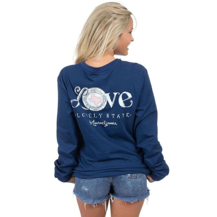 Texas Love Long Sleeve Tee in Navy by Lauren James