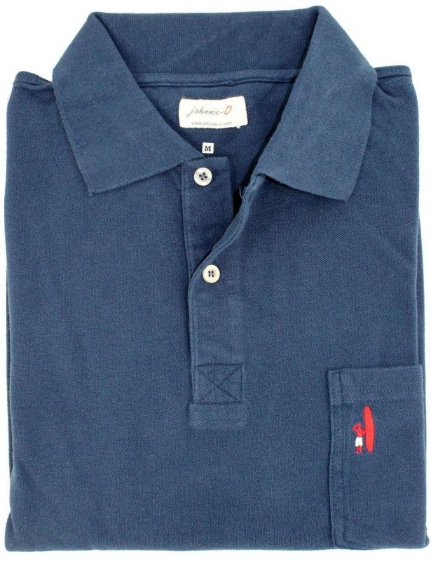The Long Sleeve Pique Polo in Navy Blue by Johnnie-O