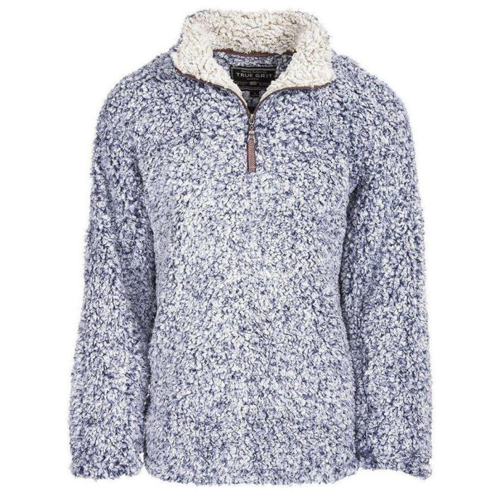The Original Frosty Tipped Pile 1/2 Zip Pullover in Vintage Blue by True Grit