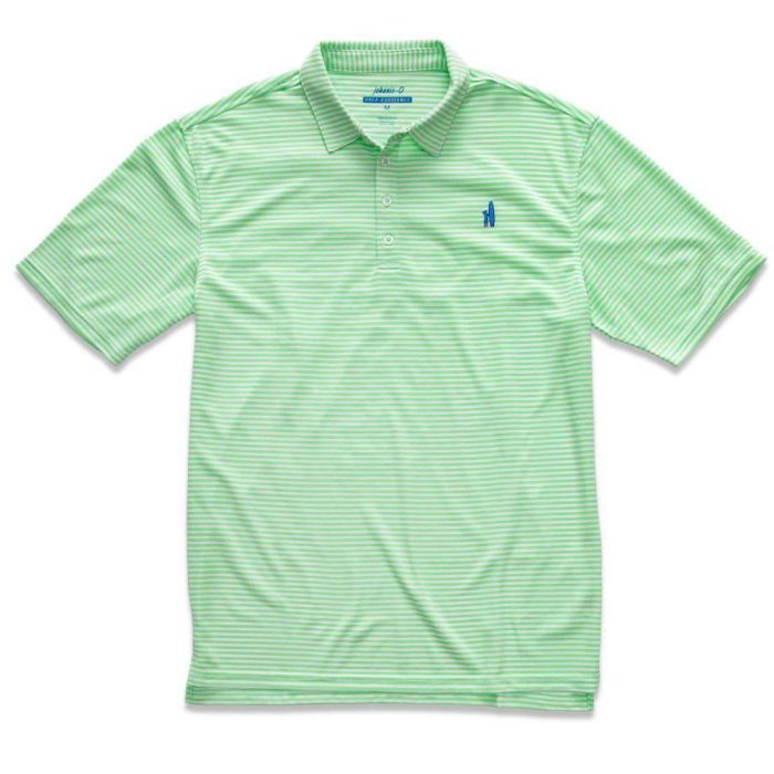 The Prep-Formance Bunker Striped Polo in Bright Mint by Johnnie-O