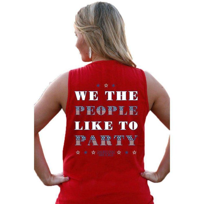 We The People Like to Party Tank in Firecracker Red by Jadelynn Brooke