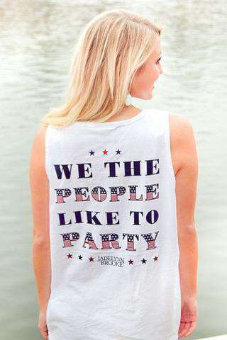 We The People Like to Party Tank in Picket Fence White by Jadelynn Brooke