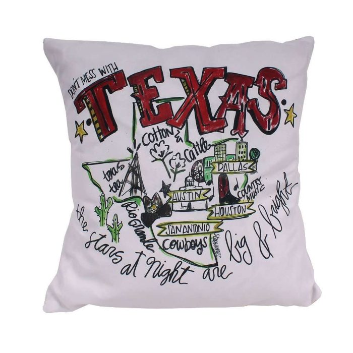 Texas Roadmap Duck Cloth and Burlap Pillow by Southern Roots