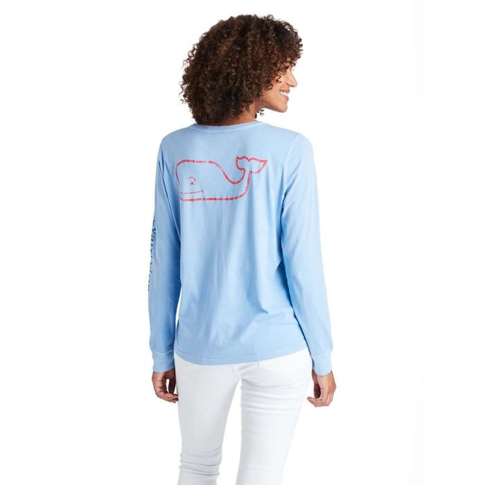 Tri-Color Vintage Whale Long Sleeve Pocket Tee by Vineyard Vines