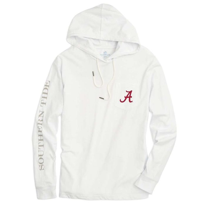 University of Alabama Long Sleeve Gameday Hoodie Tee in White by Southern Tide
