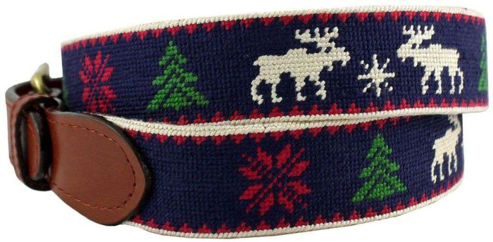 Ugly Christmas Sweater Needlepoint Belt in Navy by Smathers & Branson