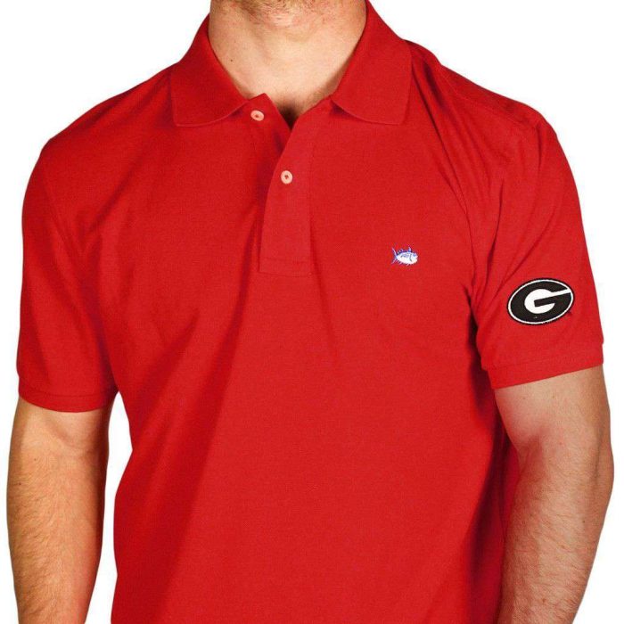 University of Georgia Collegiate Skipjack Polo in Varsity Red by Southern Tide
