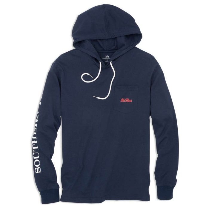 University of Mississippi Long Sleeve Gameday Hoodie Tee in Navy by Southern Tide